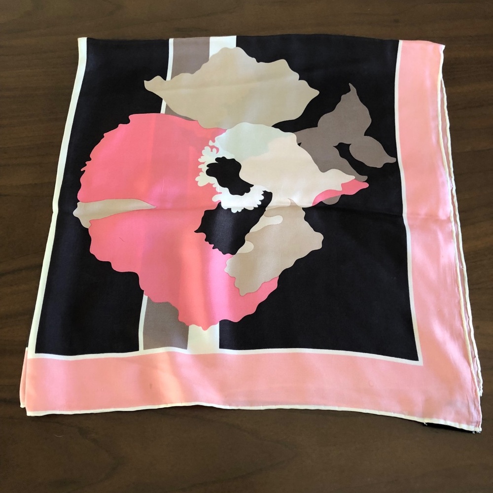 Floral Pink and Black Scarf